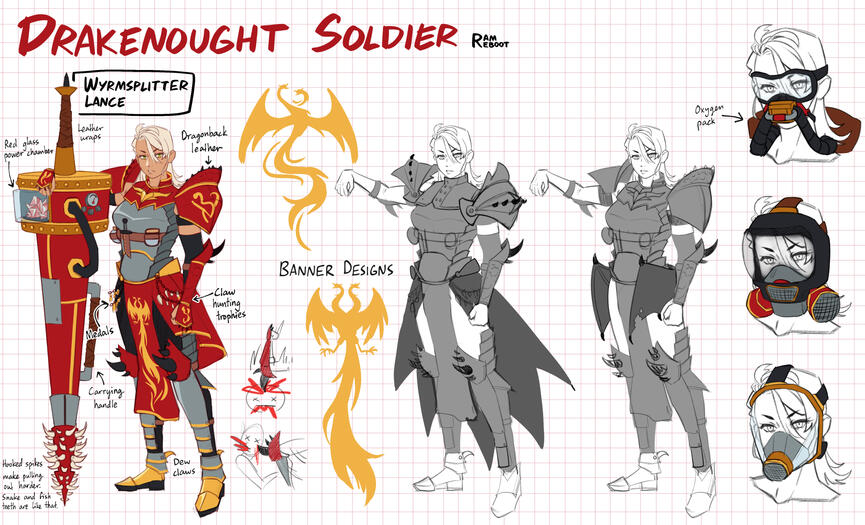 Drakenought Soldier — Character and outfit design commission for SYTOKUN's upcoming TTRPG book, Voyager