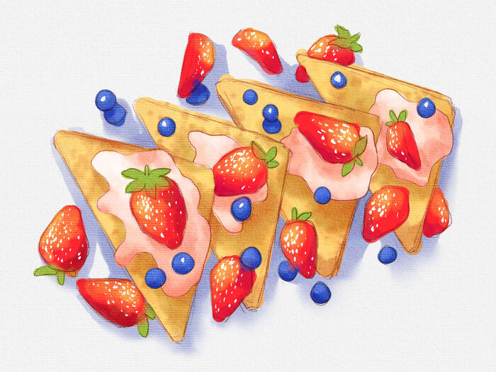Digital faux watercolour food painting